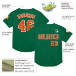 Personalized Kelly Green Throwback Baseball Jersey with Orange and White Mesh Design Personalized Kelly Green Orange-White