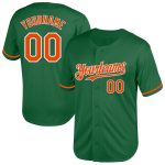 Custom Name and Number Personalized Kelly Green Baseball Jersey - Orange-White Mesh Authentic Throwback Design Personalized
