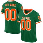 Custom Personalized Throwback Football Jersey - Kelly Green / Orange-White, Team Name & Number Personalized Kelly Green Orange-White