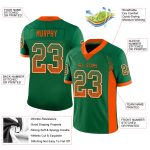Custom Name and Number Mesh Football Jersey in Kelly Green with Orange-White Drift Design - Personalized Team Apparel Personalized