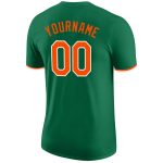 Custom Team Performance T-Shirt with Personal Name & Number - Kelly Green Orange-White Personalized Kelly Green Orange-White