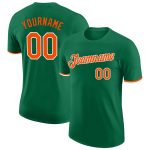 Custom Team Performance T-Shirt with Personal Name & Number - Kelly Green Orange-White Personalized Kelly Green Orange-White