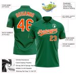 Custom Name and Number Performance Vapor Golf Polo Shirt in Kelly Green with Orange and White - Personalized Team Apparel