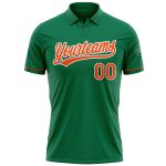 Custom Name and Number Performance Vapor Golf Polo Shirt in Kelly Green with Orange and White - Personalized Team Apparel