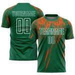 Custom Name and Number Soccer Jersey - Personalized Kelly Green Orange-White Sublimation Uniform Personalized Kelly Green