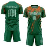 Custom Name and Number Soccer Jersey - Personalized Kelly Green Orange-White Sublimation Uniform Personalized Kelly Green