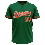 Personalized Unisex Softball Jersey in Kelly Green and Orange-White, Two-Button Design Personalized Kelly Green Orange-White