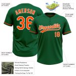 Personalized Unisex Softball Jersey in Kelly Green and Orange-White, Two-Button Design Personalized Kelly Green Orange-White