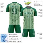 Custom Name and Number Soccer Jersey - Personalized Ethnic Stripes in Kelly Green and Pea Green for Teams Personalized Kelly