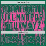 Custom Baseball Jersey with 3D Dripping Splatter Art in Kelly Green and Pink - Personalized Name and Number Personalized