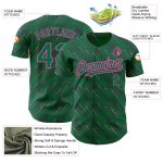 Custom Name and Number Authentic Baseball Jersey in Kelly Green and Pink 3D Slant Lines Design Personalized Kelly Green-Pink