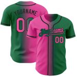 Custom Name and Number Baseball Jersey - Gradient Kelly Green Pink-Black Fashion Team Jersey Personalized Kelly Green Pink-Black