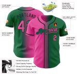 Custom Name and Number Baseball Jersey - Gradient Kelly Green Pink-Black Fashion Team Jersey Personalized Kelly Green Pink-Black