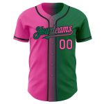 Custom Name and Number Baseball Jersey - Gradient Kelly Green Pink-Black Fashion Team Jersey Personalized Kelly Green Pink-Black