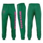 Custom Personalized Fleece Jogger Sweatpants with Team Name and Number - Kelly Green & Pink Personalized Kelly Green Pink