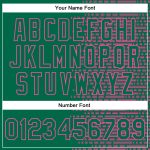 Custom Team Bomber Jacket with Personalized Name and Number, Kelly Green Pink Halftone 3D Pattern, Full-Snap Varsity Letterman Style