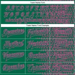 Custom Team Bomber Jacket with Personalized Name and Number, Kelly Green Pink Halftone 3D Pattern, Full-Snap Varsity Letterman Style