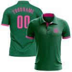 Custom Name and Number Performance Golf Polo Shirt in Kelly Green and Pink Personalized Kelly Green Pink Performance Golf