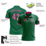 Custom Name and Number Performance Golf Polo Shirt in Kelly Green and Pink Personalized Kelly Green Pink Performance Golf