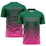 Custom Name and Number Soccer Jersey Fashion Sublimation in Kelly Green and Pink Pinstripe Fade - Personalized Team Uniform