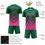 Custom Name and Number Soccer Jersey Fashion Sublimation in Kelly Green and Pink Pinstripe Fade - Personalized Team Uniform