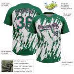 Custom Name & Number Unisex Softball Jersey - 3D Pattern in Kelly Green, Pink & White, Sharp Shape, Two-Button Design Personalized