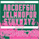 Custom Name and Number Baseball Jersey - Personalized 3D Abstract Splash Art in Kelly Green, Pink, and White Grunge Design