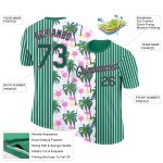 Custom Name Number 3D Tropical Hawaii Palm Tree Flamingo T-Shirt in Kelly Green Pink White - Performance Team Wear Personalized