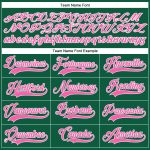 Custom Name and Number Authentic Baseball Jersey - Personalized Kelly Green with Pink and White Accents Personalized Kelly