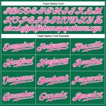 Personalized Authentic Baseball Jersey in Kelly Green with Pink-White Accents Personalized Kelly Green Pink-White Authentic