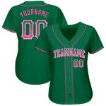 Custom Name and Number Authentic Baseball Jersey in Kelly Green with Pink-White Accents - Drift Fashion Team Apparel Personalized
