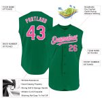 Personalized Authentic Sleeveless Baseball Jersey in Kelly Green with Pink and White Trim Personalized Kelly Green Pink-White