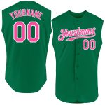 Personalized Authentic Sleeveless Baseball Jersey in Kelly Green with Pink and White Trim Personalized Kelly Green Pink-White