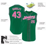 Custom Name Number Sleeveless Baseball Jersey for Team - Personalized Kelly Green Pink White Authentic Personalized Kelly