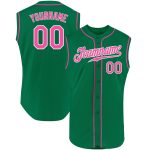 Custom Name Number Sleeveless Baseball Jersey for Team - Personalized Kelly Green Pink White Authentic Personalized Kelly