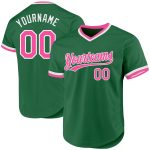 Custom Name and Number Authentic Throwback Baseball Jersey - Personalized Kelly Green Pink-White Team Jersey Personalized