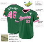 Custom Name and Number Authentic Throwback Baseball Jersey - Personalized Kelly Green Pink-White Team Jersey Personalized