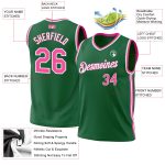 Personalized Authentic Basketball Jersey in Kelly Green with Pink and White Design Personalized Kelly Green Pink-White Authentic