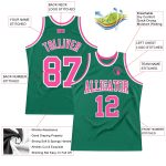 Custom Name and Number Authentic Basketball Jersey - Personalized Kelly Green with Pink & White Design Personalized Kelly