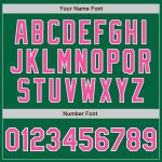 Personalized Green Pink White Two Tone Varsity Letterman Bomber Jacket Full-Snap Personalized Kelly Green Pink-White Bomber