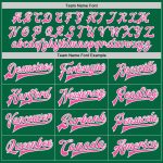 Custom Name and Number Two Tone Varsity Letterman Bomber Jacket - Kelly Green Pink-White Full-Snap Design Personalized Kelly