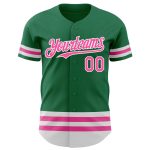 Personalized Custom Name and Number Authentic Baseball Jersey in Kelly Green with Pink-White Line Personalized Kelly Green