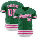 Personalized Custom Name and Number Authentic Baseball Jersey in Kelly Green with Pink-White Line Personalized Kelly Green