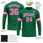 Personalized Salute To Service T-Shirt with Custom Name and Number - Kelly Green, Pink-White, Long Sleeve Performance Apparel