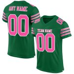 Personalized Authentic Football Jersey in Kelly Green with Pink-White Mesh Design Personalized Kelly Green Pink-White Mesh