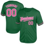 Custom Personalized Baseball Jersey - Kelly Green Pink-White Mesh Authentic Throwback, Team Name & Number Personalized Kelly