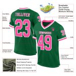 Custom Name and Number Personalized Throwback Football Jersey in Kelly Green with Pink-White Mesh Personalized Kelly Green