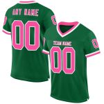 Custom Name and Number Personalized Throwback Football Jersey in Kelly Green with Pink-White Mesh Personalized Kelly Green