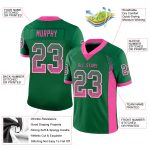 Custom Football Jersey with Personalized Name & Number - Kelly Green Pink-White Mesh Drift Fashion Personalized Kelly Green