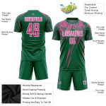 Custom Name and Number Soccer Jersey - Personalized Kelly Green Pink-White Sublimation Uniform Personalized Kelly Green Pink-White